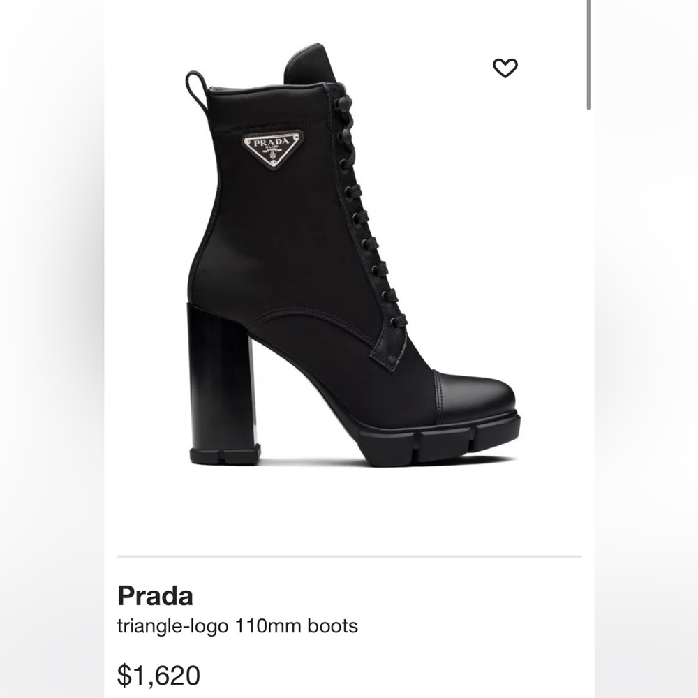 Prada Women's Black Heeled Lace-Up Boots - Picture 2 of 7